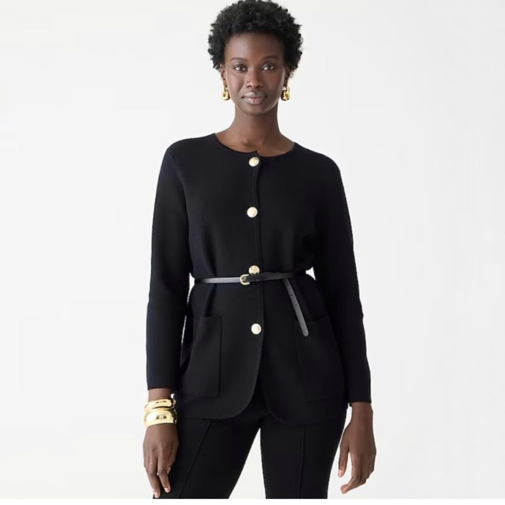 J. Crew Black Cardigan with Gold Accents